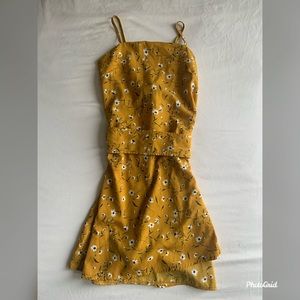 Yellow/gold floral wrap dress